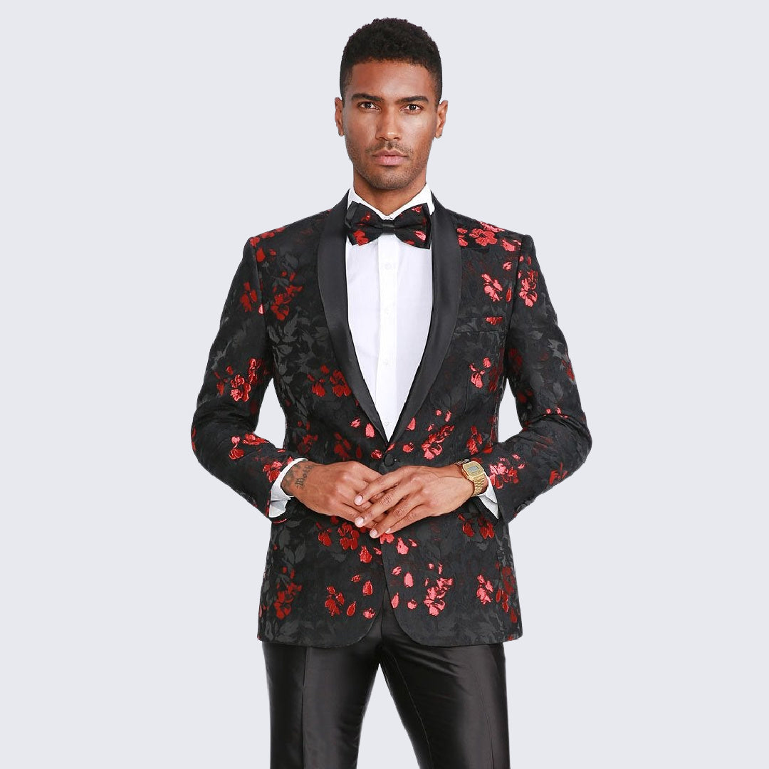 Red and Black Tuxedo Jacket Floral ...